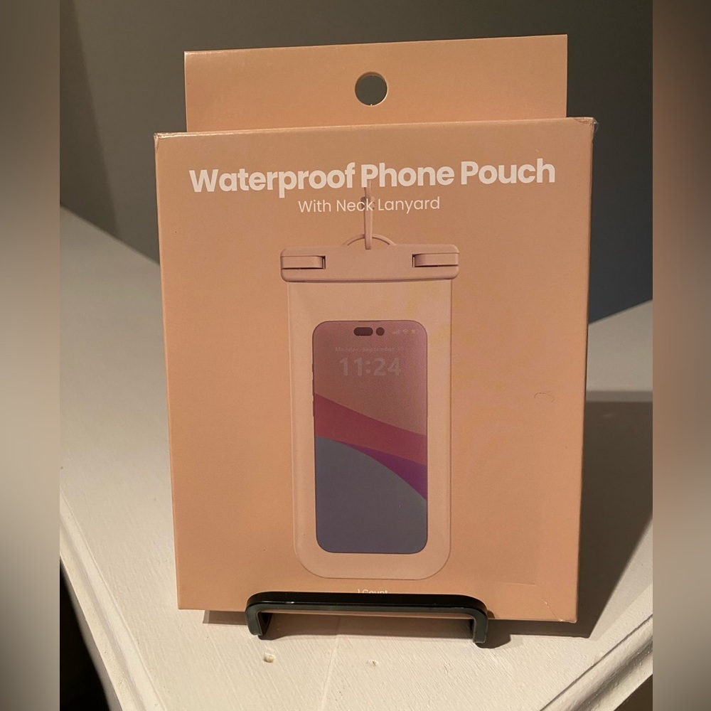 Universal Waterproof Phone Pouch with Neck Lanyard - Peach